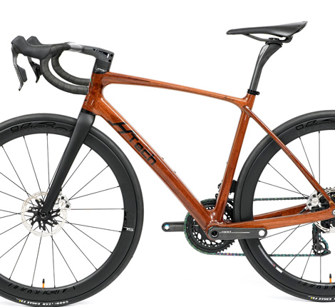 Non drive side shot of a HTech Aeriform built with SRAM Red and Vision Metron wheels and cockpit components