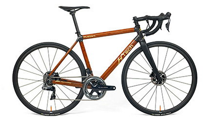 HTech Puissant W side profile, Brown Mallet frame with Shimano Dura Ace groupset and Farsports wheels
