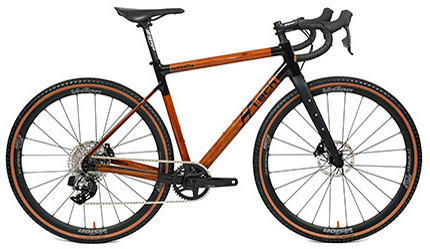 HTech Variantia side profile, Karri frame with Vision Trimax wheels, SRAM Rival XPLR groupset, and Brooks C15 saddle