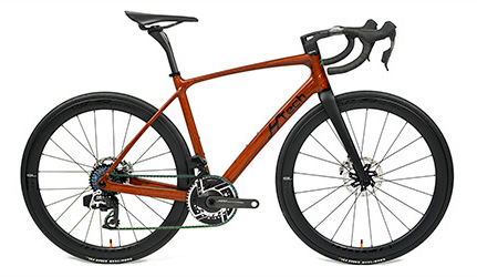 HTech Aeriform side profile, Jarrah frame with SRAM Red E1 groupset, Vision Metron wheels and Brooks C13 saddle